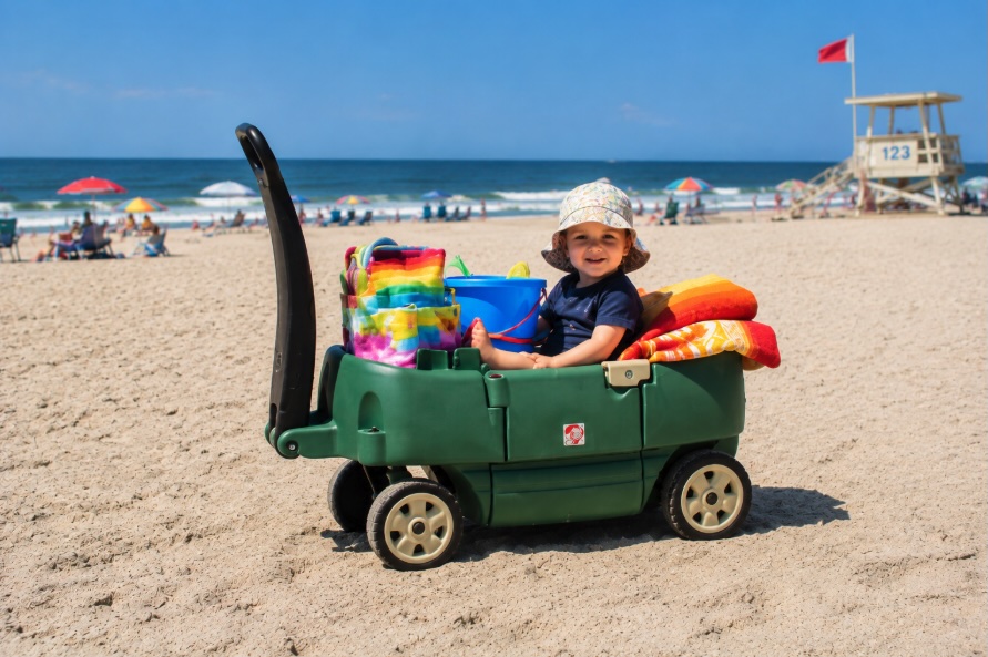 Rent a beach wagon in New Jersey for a stress-free day at the shore. Perfect for hauling beach essentials and giving little ones a comfortable ride across the sand.